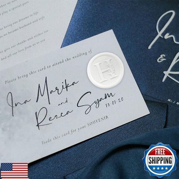 50Pcs White Wax Seal E Stickers Handmade Vintage Botanical Leaves Adhesive - Picture 4 of 5